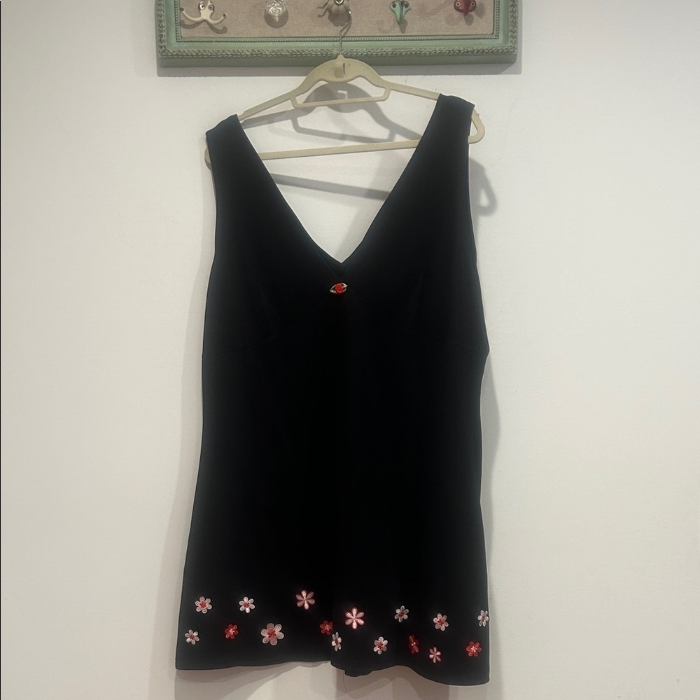 Delia’s Black Sleeveless mini dress with Floral embroidered hem plus size 3X